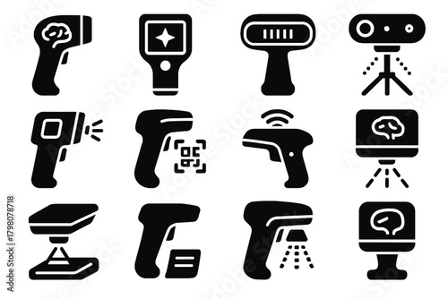 Modern icon scanning scanner laser infrared vector ai device unit barcode