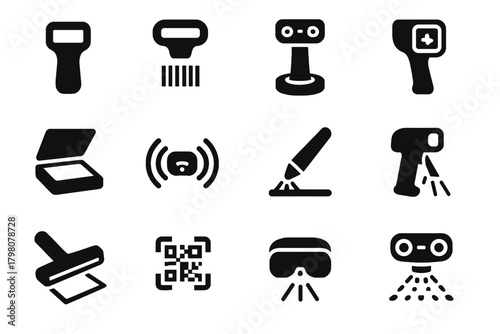 Icon module reading scanner ai document device wireless optical vector tech