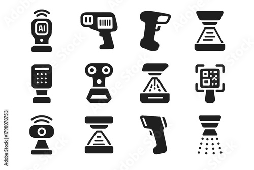 Tool vector icon wireless innovative devices surface virtual laser scanner holographic scanning