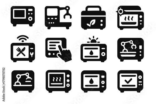 Unit vector mini culinary digital countertop oven virtual icons nano icon smart