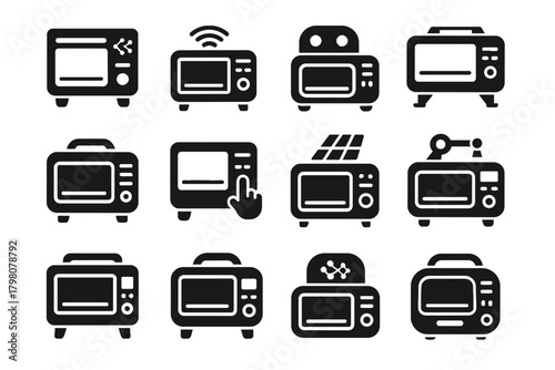 Digital icon virtual oven portable cooking culinary ai vector nano smart