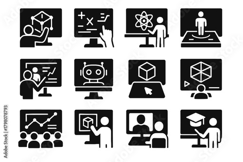 Presentation board ai virtual icon ar whiteboard vector display smart