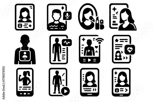 Smart icon digital reflective health assistant display device mirror vector