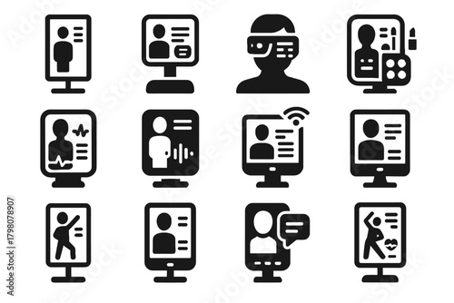 Icons icon interactive smart vector digital ai fitness vanity mirror panel