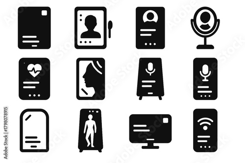 Digital intelligent smart ai mirror home iot display reflective icon vector