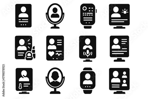 Digital virtual device wearable mirror interactive icon vector reflective smart