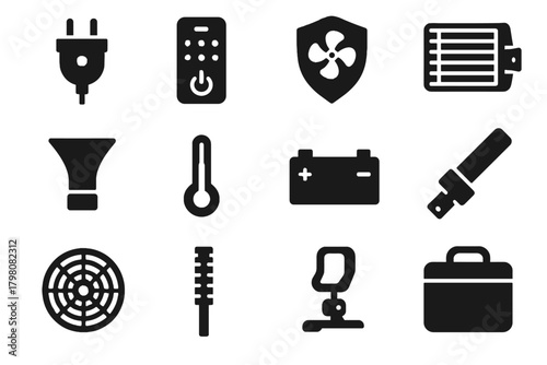 Detachable nano wireless smart accessories sensor airflow plug vector icon heater casing