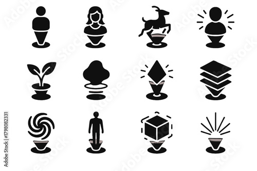 Avatar volumetric set abstract hologram icon projection vector holographic humanoid animal glowing