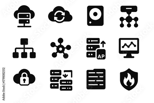 Shield node api cloud transfer icons icon key lock vector sync engineer