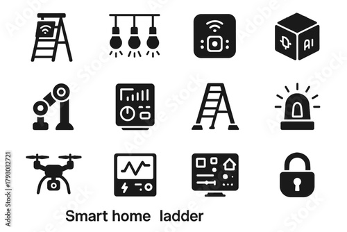 Lock hinge hub vector drone feet icon alarm home smart monitor stabilizer