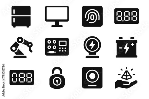 Vector pack control hinge emergency module fridge battery interface compact modern icon