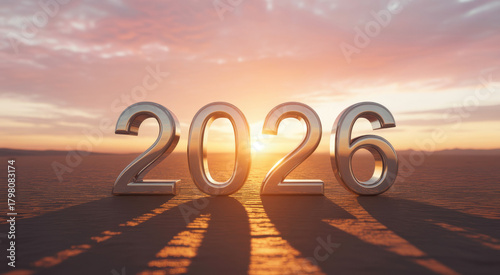 Wallpaper Mural Silhouette of 2026 at Sunset. New Year and Future Plans
 Torontodigital.ca