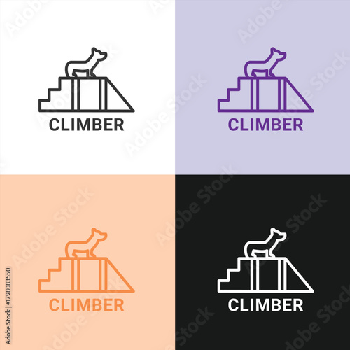 Dog Agility Training Icon with Canine Climbing Ramp for Pet Exercise and Obstacle Course Sports.