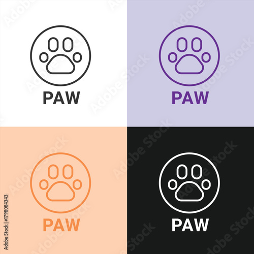 Dog and Cat Paw Print Line Art Icon for Pet Shops, Veterinary Clinics, and Animal Care Apps.