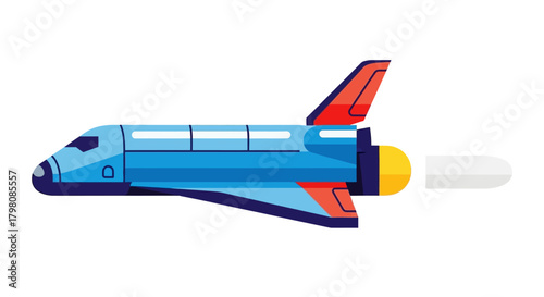 Blue Space Shuttle Rocket Launching into Space.