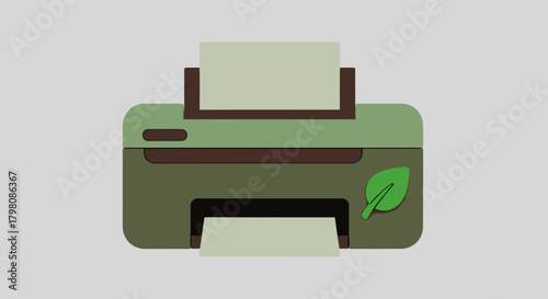 Eco-Friendly Printer with Leaf Symbol for Sustainable Printing.