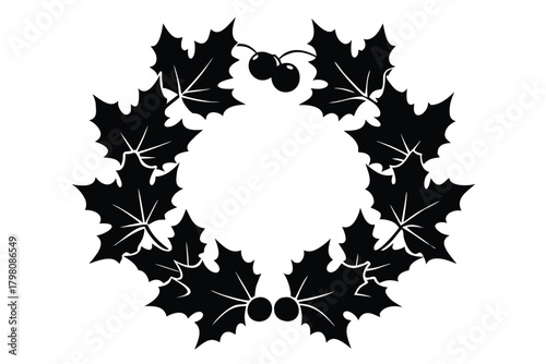 holly berry wreath vector icon silhouette illustra