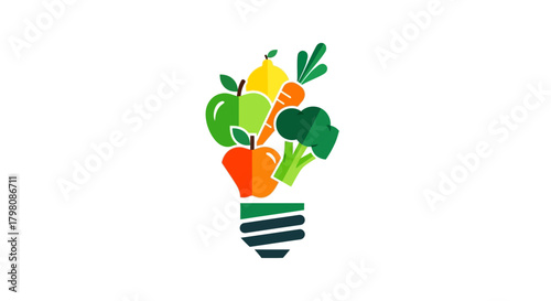 Healthy Food Idea Lightbulb Concept.