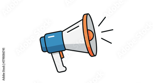 Illustration of a Blue and White Megaphone.