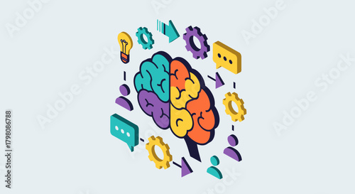 Isometric Brain Hemispheres Representing Logic and Creativity.