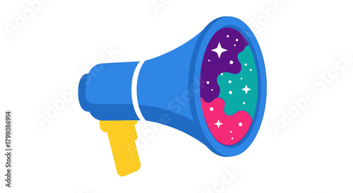Megaphone with Galaxy Design for Announcements and Marketing.
