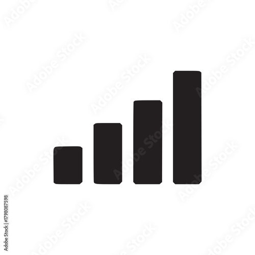 A simple black and white illustration of a signal strength indicator with increasing bar heights