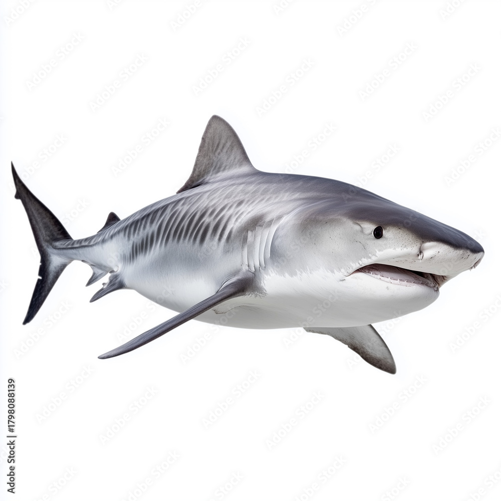 Fototapeta premium Tiger shark swimming toward camera angle