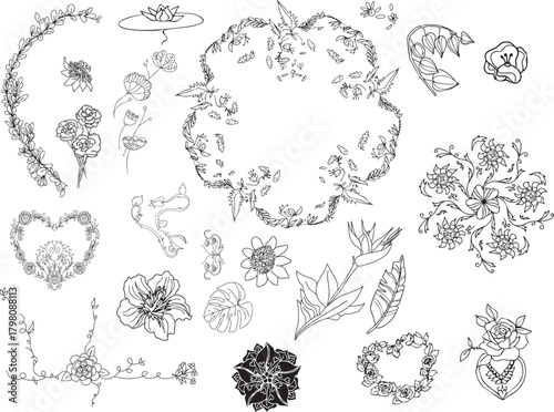 set d'ornement floral exotique