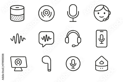 Speaker wave home icon earbud face speech smart assistant vector voice
