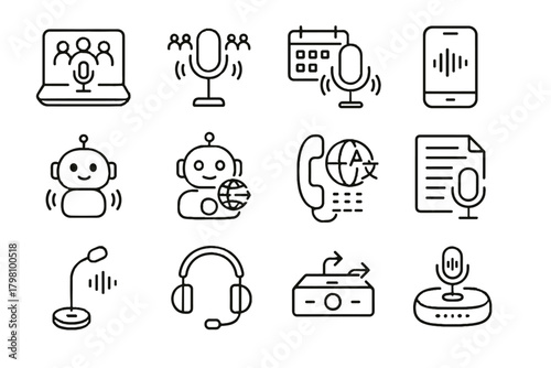 Icon assistant vector recognition translator business mic smart voice meeting automated scheduler