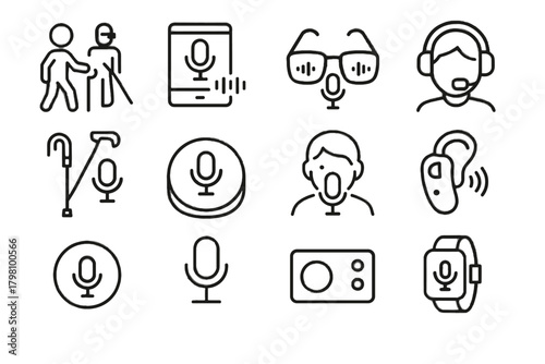 Smart icon voice iconography hub aid button headset navigation blind vector accessibility