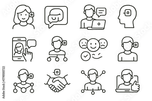Grid icon feedback communication avatar network digital handshake ai emotion vector