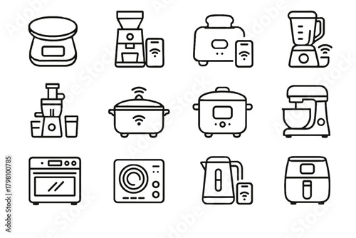 Blender kettle vector icons smart icon cooker toaster grinder fryer kitchen induction