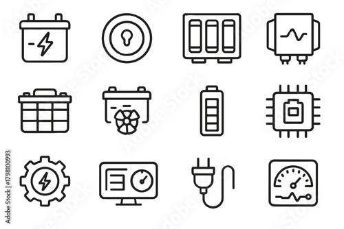 Icon inverter voltage vehicle monitor port battery icons electric display vector indicator