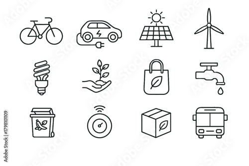 Bag thermostat transport packaging vector smart tap actions icons sustainable icon turbine