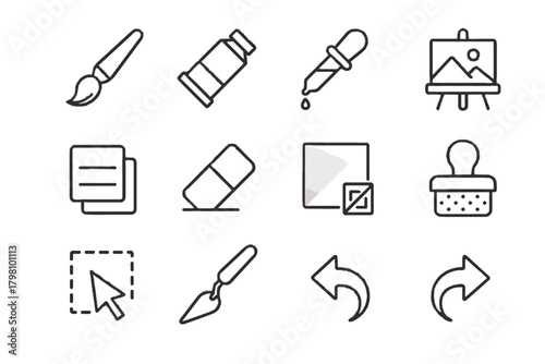 Icon paint palette art digital color layer panel marquee vector eraser tools