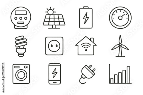 Hub icon electric appliance energy panel plug outlet light smart vector home