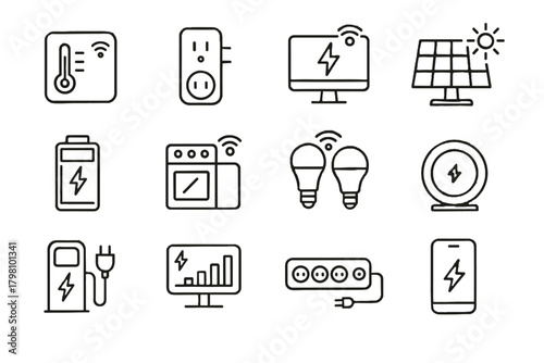 Storage home charger energy appliance power vector hub tracker icon electric led