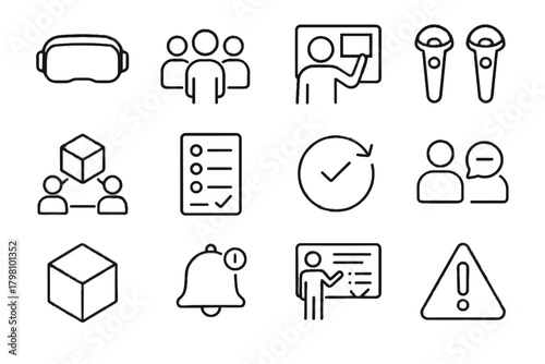 Icon vector training communication task interactive icons model vr panel tracker avatar