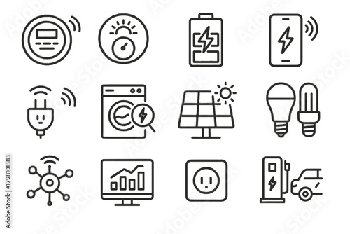 Hub vector energy power thermostat car smart meter panel icon