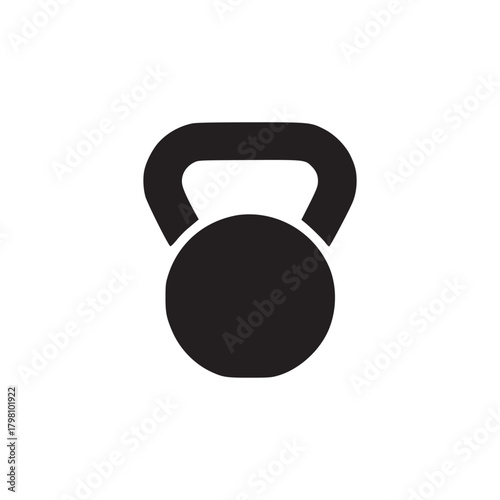 A minimalistic image of a black kettlebell centered on a plain white background for fitness use