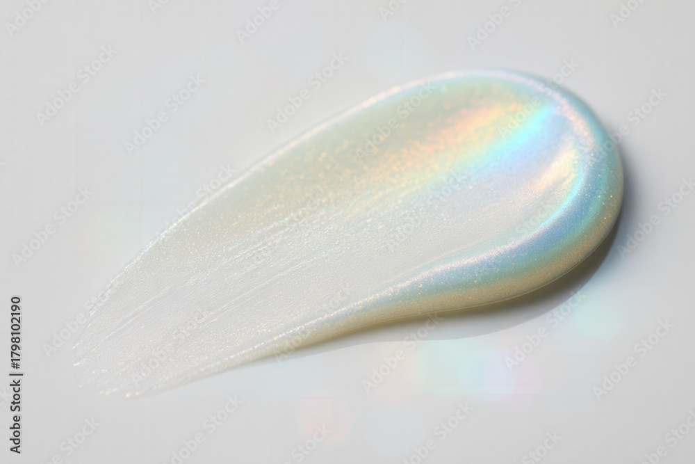 Obraz premium Opalescent Skincare Cream Smear With Iridescent Rainbow Shimmer