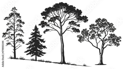 Landscape CAD Symbols, Trees, Plants, Shrubs & Rock Line Art for Architecture and Garden Plans