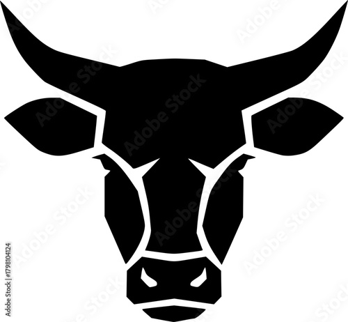 ox head silhouette line art vector illustration with a white background
