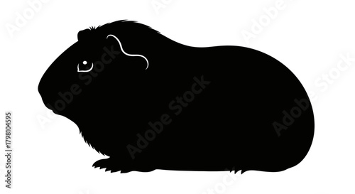 Black Guinea Pig Silhouette Icon Isolated on White Background Vector Art