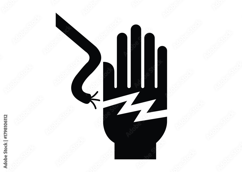 Fototapeta premium Electric shock hand symbol US