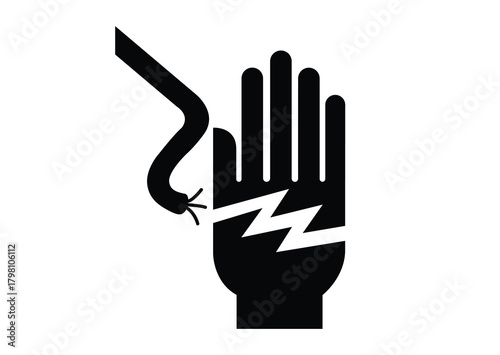 Electric shock hand symbol US