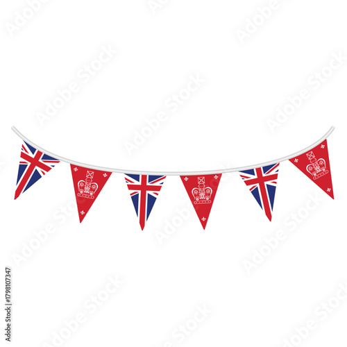 British King Coronation bunting ribbon flags banner