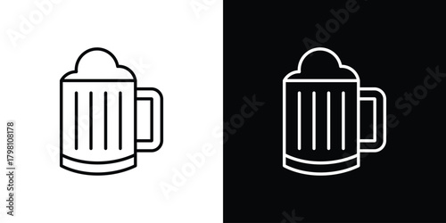 Beer mug icons vector.Editable stroke.linear style sign