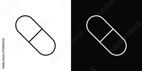 Capsule icons vector.Editable stroke.linear style sign